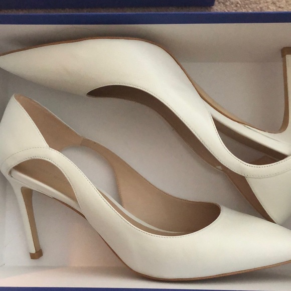 Stuart Weitzman Leather White Heels - Picture 2 of 5